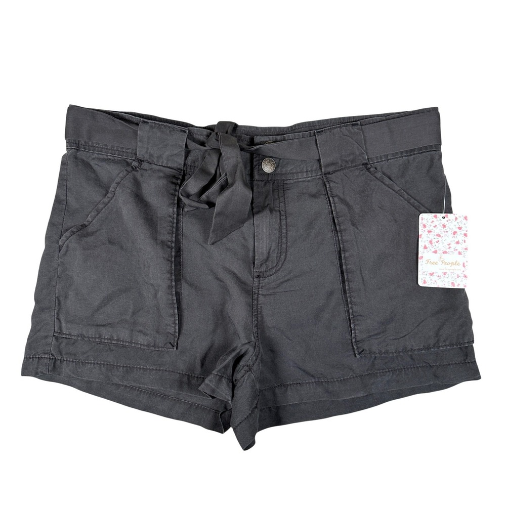 Free People Charcoal Grey Tencel Shorts Size 2 Paperbag Waist F063P013